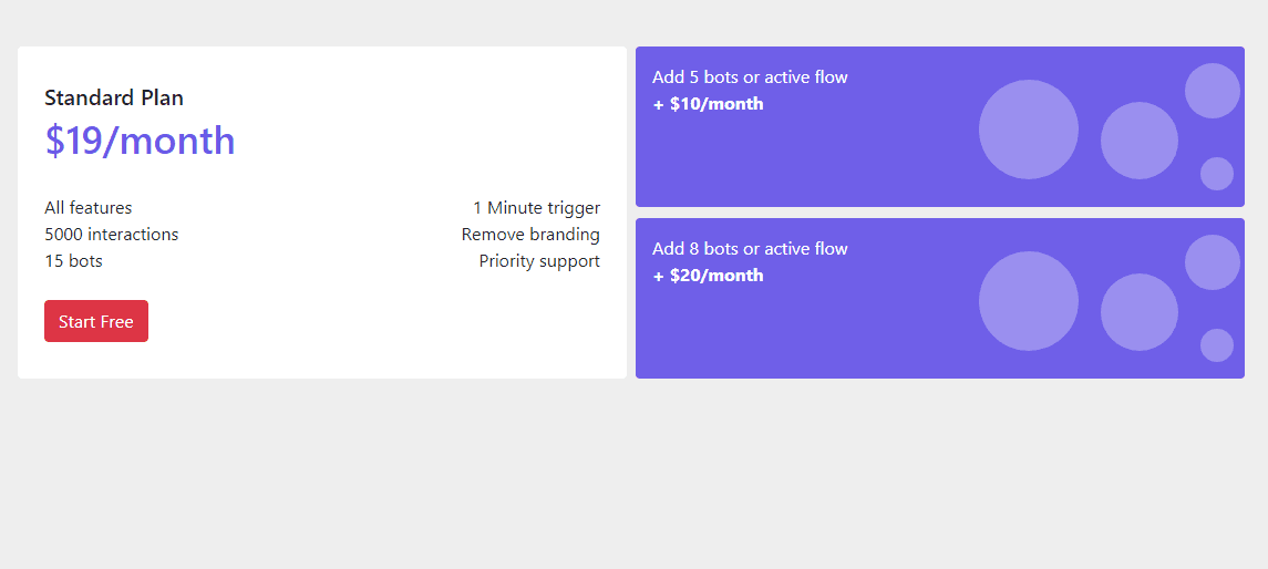 standard plan pricing table