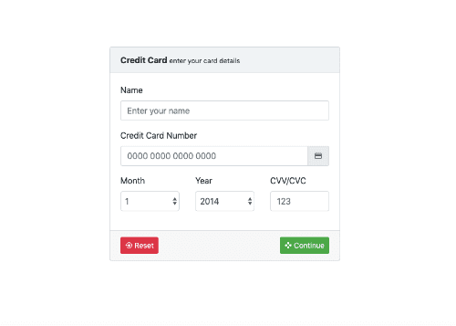 Simple payment credit card form