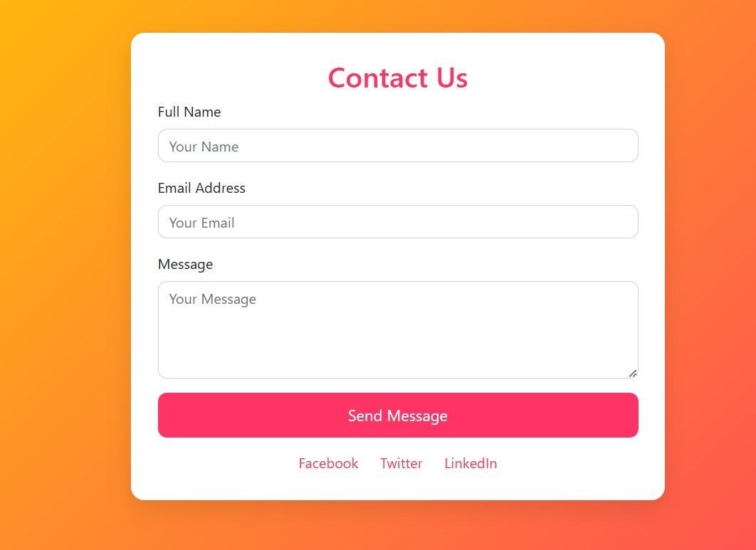 contact us form with creative background and hover effect