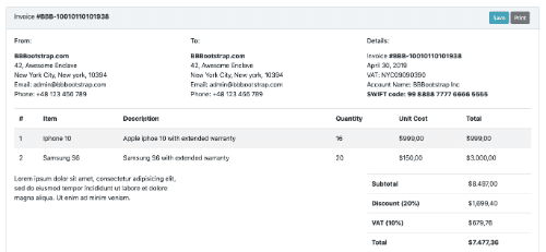 Sale invoice template