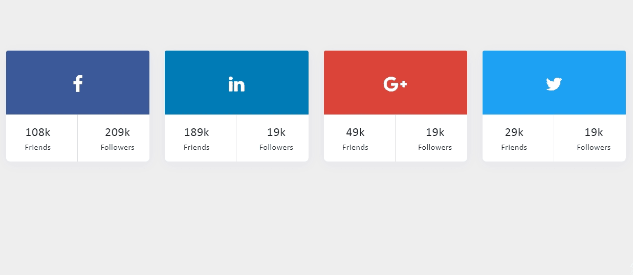 social media icons with followers info