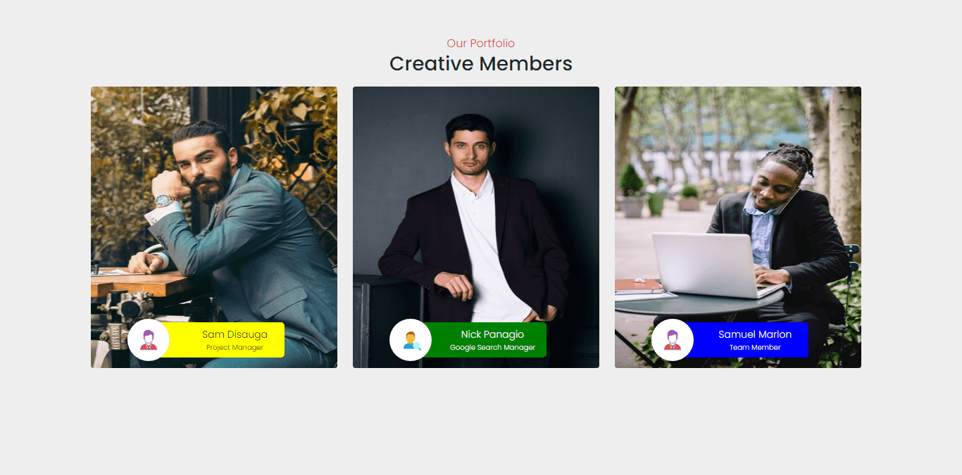 our creative team members template