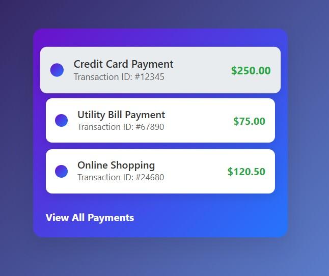 payment card with creative background and hover effect