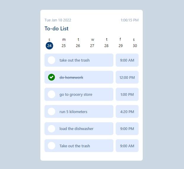 to do list with system date and time and strike option