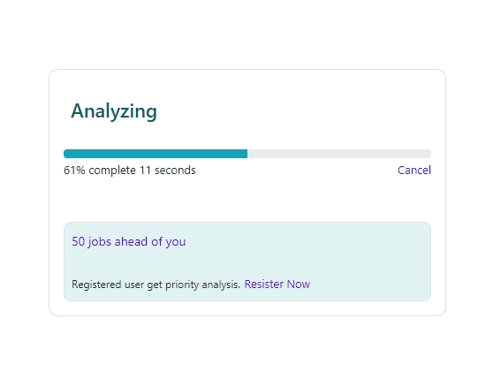 registration card with progress bar